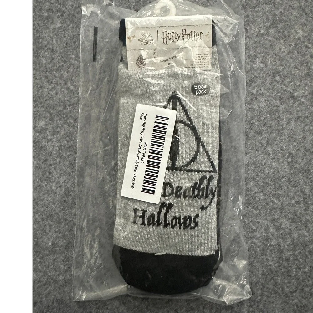 Harry Potter Ankle‎ Socks Women's 4-10 Gray Black 5 Pack Brand New